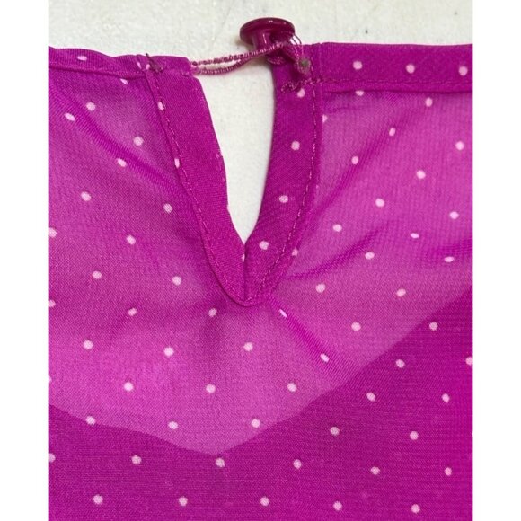 Cherokee Polka Dot Purple Fuchsia Flutter Sleeve Blouse Girl's Youth Size XL - Picture 6 of 12